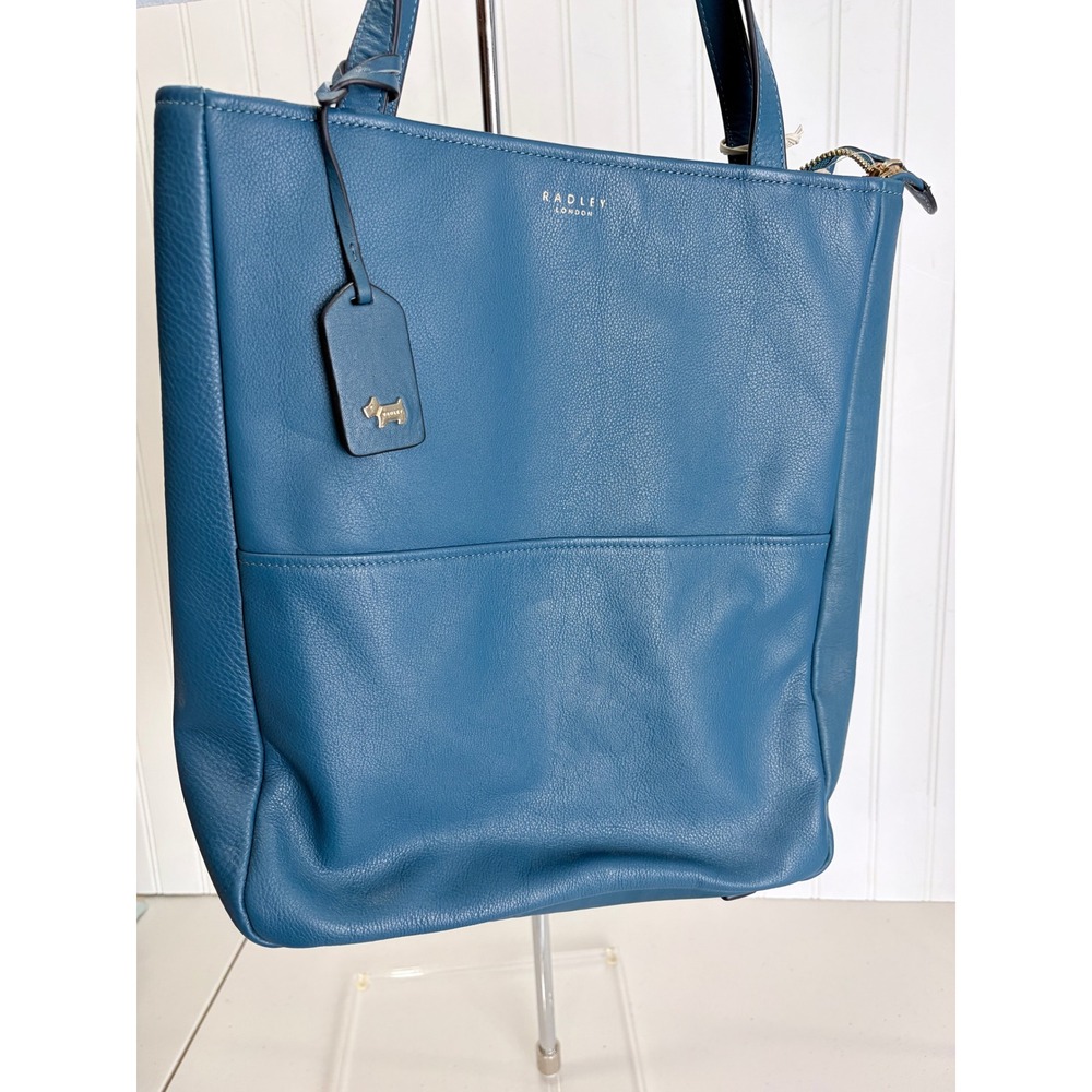 NWT Radley London Teal Blue Pebbled Leather Large Tote Bag New $198
